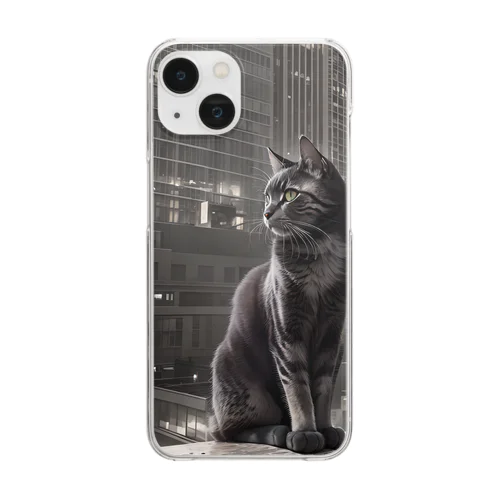 猫と摩天楼 Clear Smartphone Case