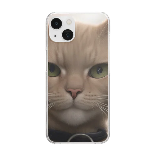 ビックフォト茶虎模様猫 Clear Smartphone Case