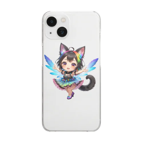 妖精のハロウィンフェス（黒猫2） Clear Smartphone Case