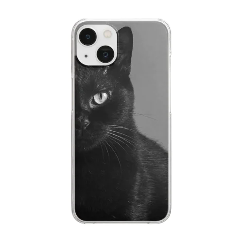 保護っこシリーズ-黒猫mono Clear Smartphone Case