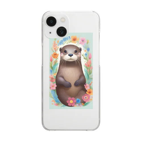 お花畑のカワウソ Clear Smartphone Case