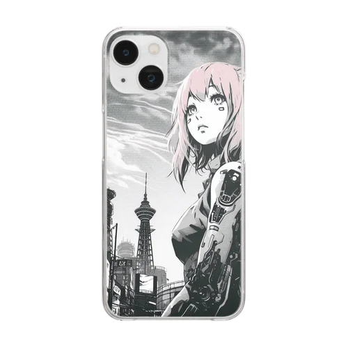 Cyberpunk_002 Osaka girl Clear Smartphone Case