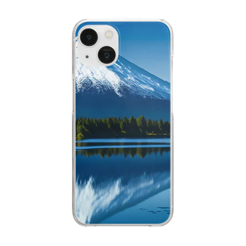 湖に反射する富士山 Clear Smartphone Case