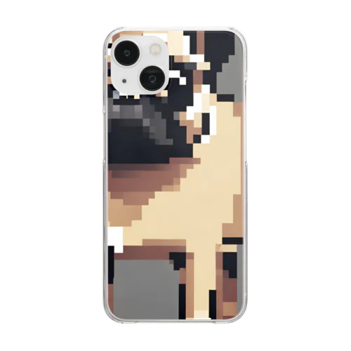 ドット絵　パグ犬 Clear Smartphone Case