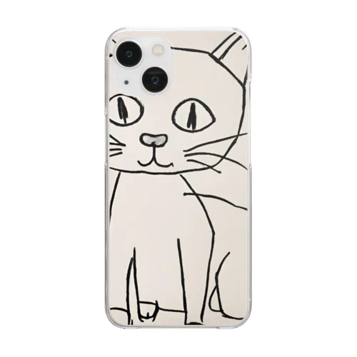 猫の絵 Clear Smartphone Case