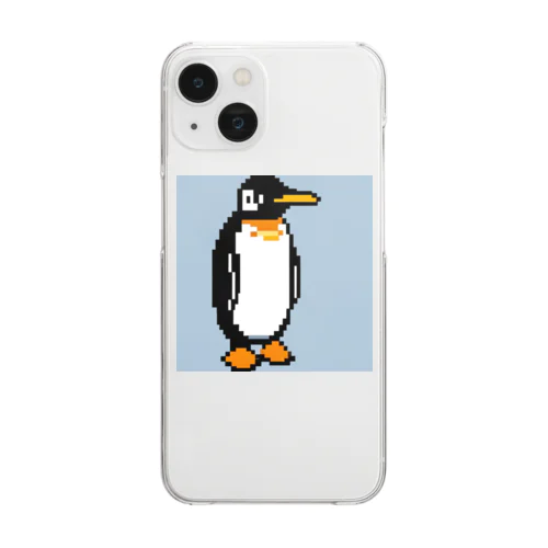 どこかを見ているペンギン　ピクセルアート Clear Smartphone Case