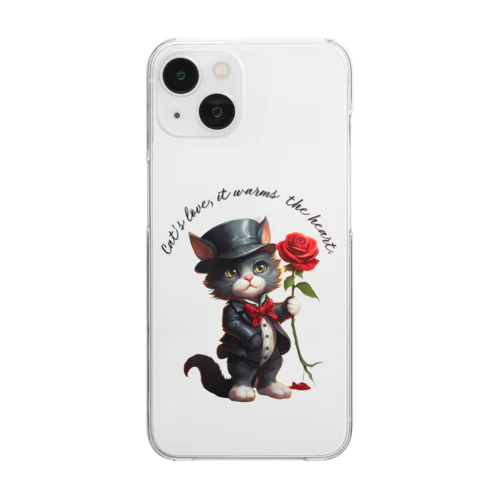 黒猫(ソックス) Clear Smartphone Case