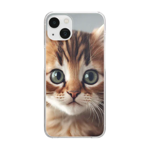 かわいい猫ちゃんのクリアスマホケースです。 Clear Smartphone Case