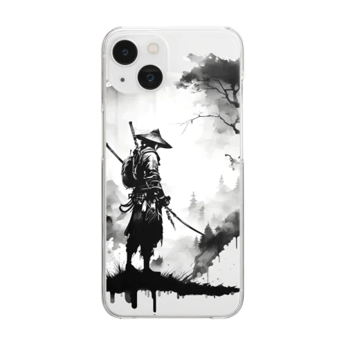 侍(水墨画風) Clear Smartphone Case