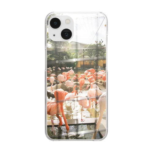 フェンス越しのフラミンゴ Clear Smartphone Case