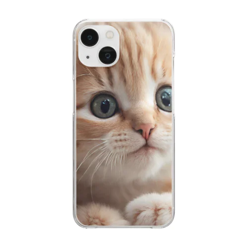 癒される猫のイラスト Clear Smartphone Case