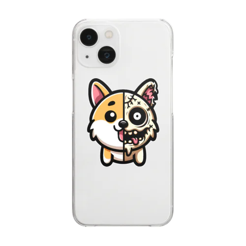 かわいい芝犬グッズ　ゾンビ化 クリアスマホケース