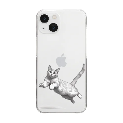 跳ね猫 Clear Smartphone Case