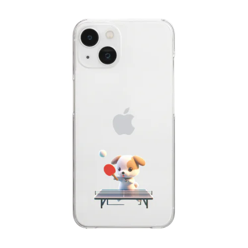 可愛い犬と卓球 Clear Smartphone Case