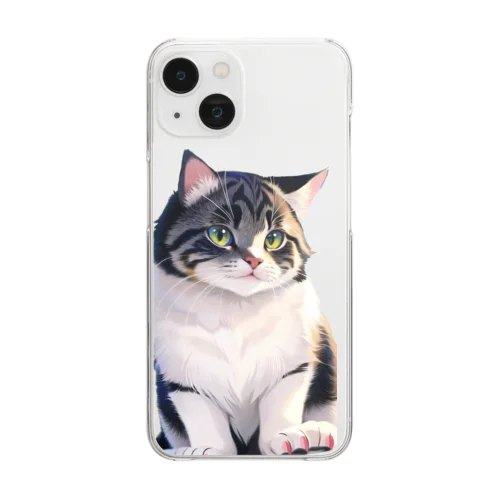 ふわふわキャット Clear Smartphone Case