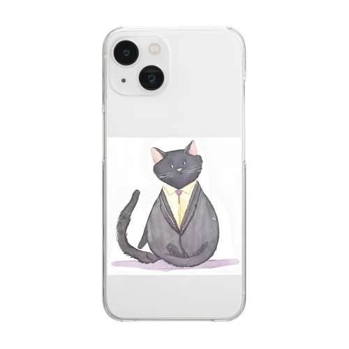 スーツ猫 Clear Smartphone Case