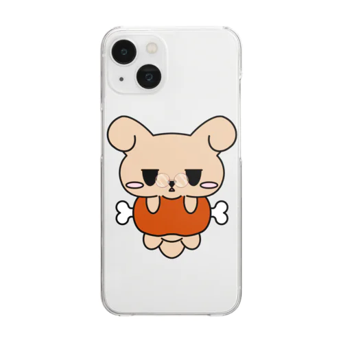 ムスっとわんちゃん　メガネバージョン Clear Smartphone Case