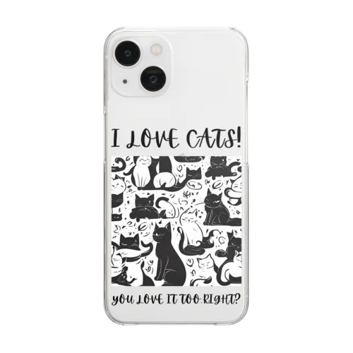 私は猫が好き!（淡色用） Clear Smartphone Case