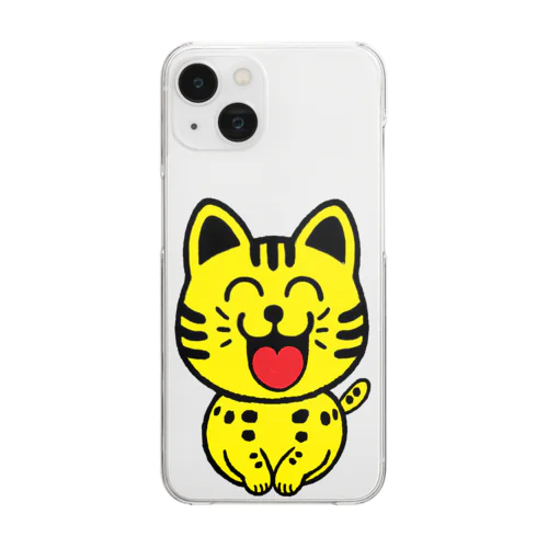 嬉しい楽しい愉快な開運ネコ「ポイポイ・ラッキー！❗️😺」（開運猫） Clear Smartphone Case