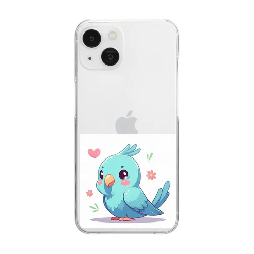 幸せの青いインコちゃん💞 Clear Smartphone Case