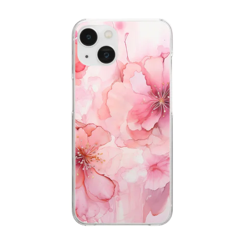 alcohol ink art  (pink) Clear Smartphone Case