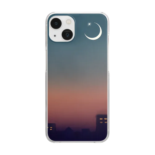 夕暮れと細い月 Clear Smartphone Case