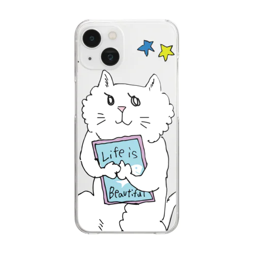 ライフイズビューティフルねこ Clear Smartphone Case