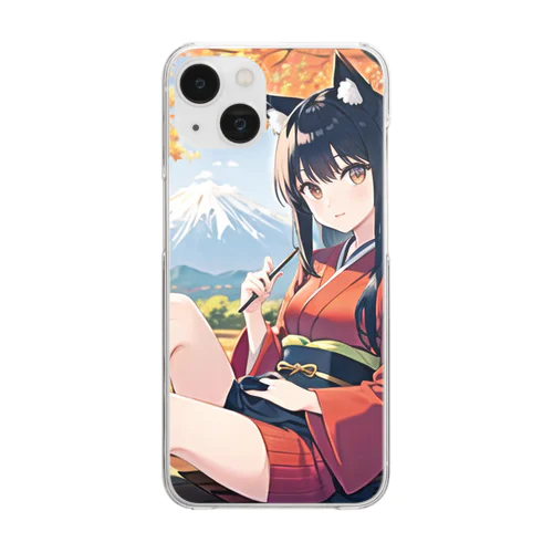 黒髪のけもっ娘 Clear Smartphone Case