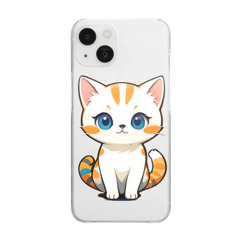 ふんわり癒しのモフモフ猫 Clear Smartphone Case