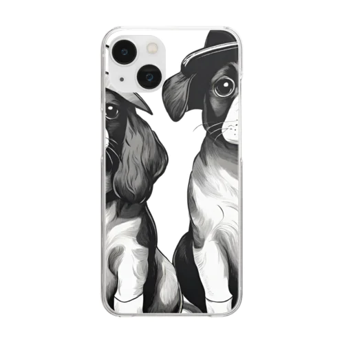 帽子を被った犬夫婦 Clear Smartphone Case