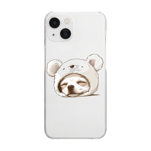 クマのコスプレをしたチワワ Clear Smartphone Case