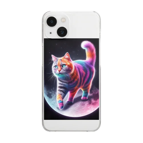 ムーンキャット【月で暮らす猫】 Clear Smartphone Case