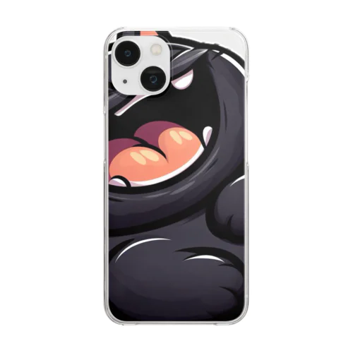 爆笑しているデブの黒猫 Clear Smartphone Case