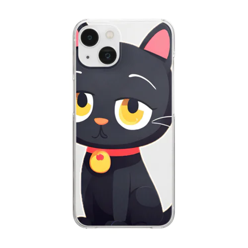 見つめる黒猫 Clear Smartphone Case