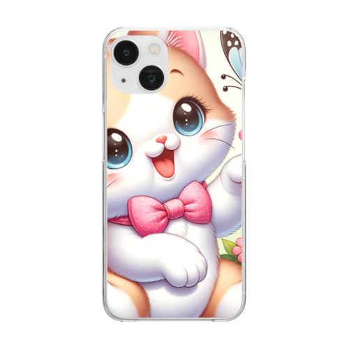 リボン子猫 Clear Smartphone Case