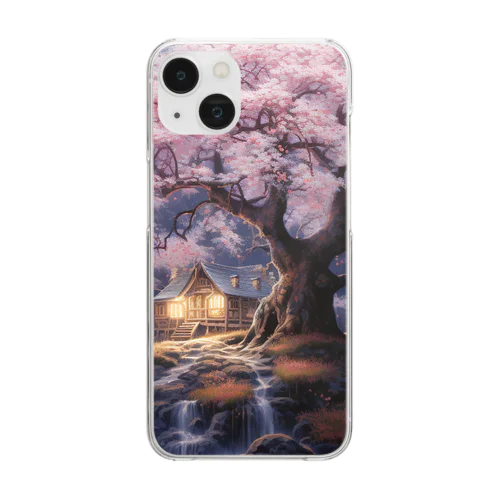 神秘的な桜と家 Clear Smartphone Case