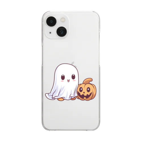 可愛いおばけとカボチャ Clear Smartphone Case