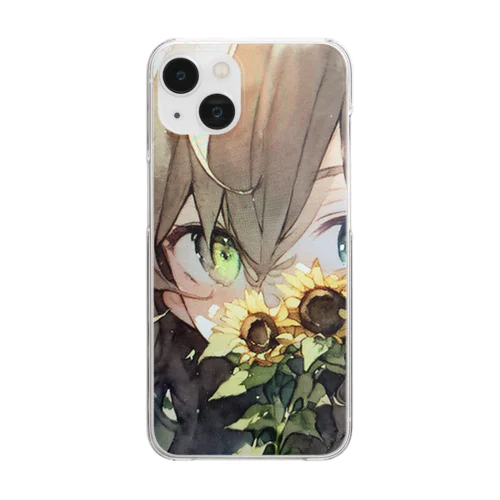 ひまわりで隠す娘 Clear Smartphone Case