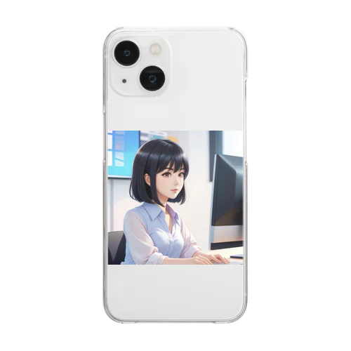 黒髪和風会社員美女 Clear Smartphone Case