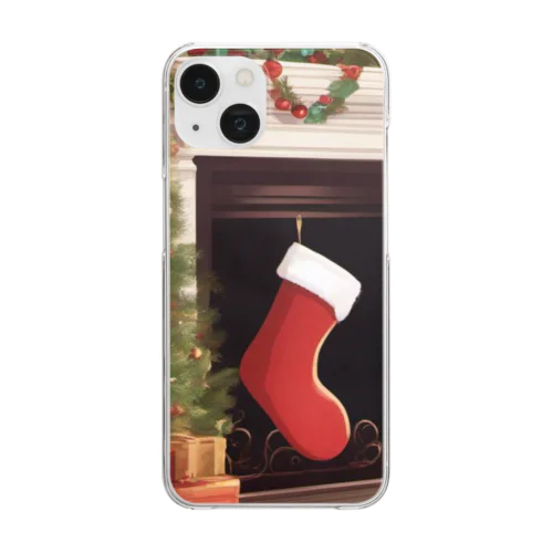 クリスマスストッキング（Christmas Stocking） Clear Smartphone Case