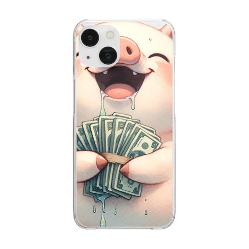 資本主義の豚「お金大好き」 Clear Smartphone Case