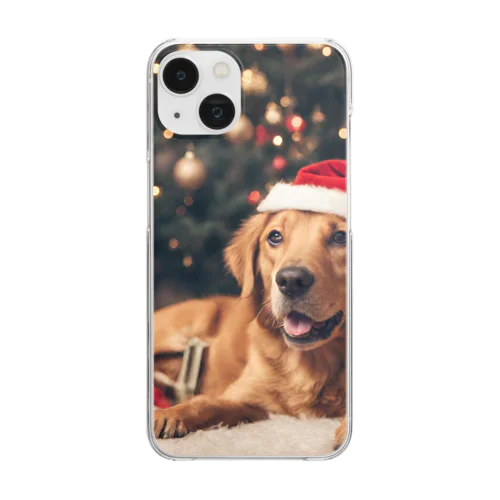 クリスマスを満喫する犬 Clear Smartphone Case