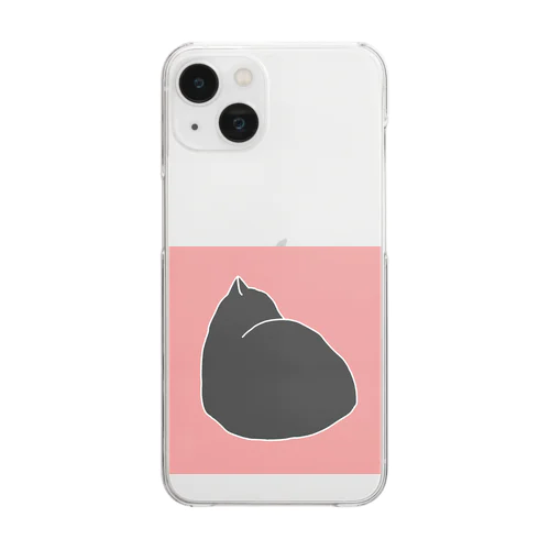 ねこねこシルエット　ピンク Clear Smartphone Case