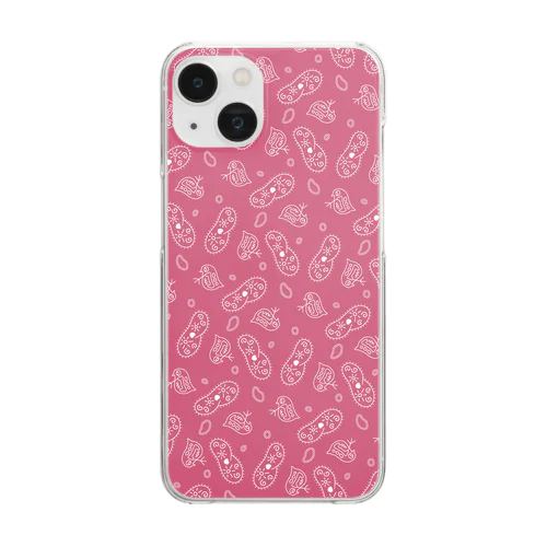 微生物パターン赤_アイテムいろいろ Clear Smartphone Case