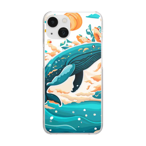 ダイナミックに飛ぶクジラちゃん Clear Smartphone Case