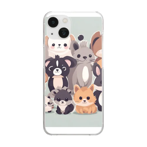 可愛い動物達 Clear Smartphone Case