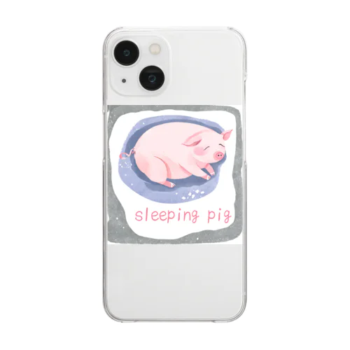 寝てるぶたちゃんグッズ Clear Smartphone Case