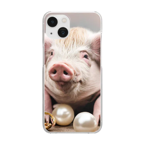 豚に真珠 Clear Smartphone Case