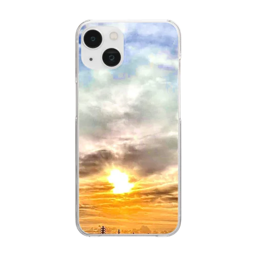 夕陽に映える雲 Clear Smartphone Case
