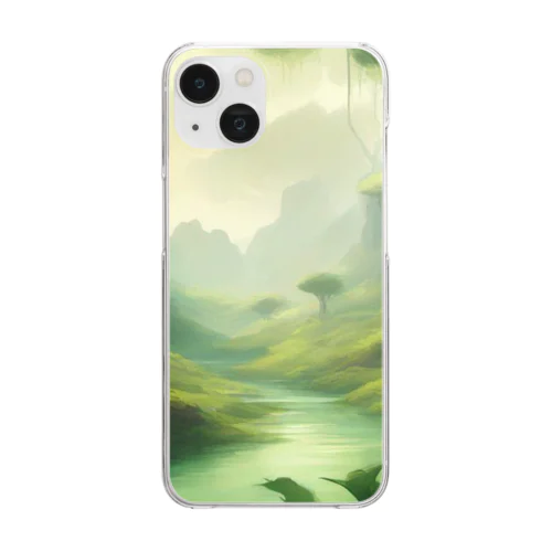  幻想の森 グリーンウンダー アートプリント Clear Smartphone Case